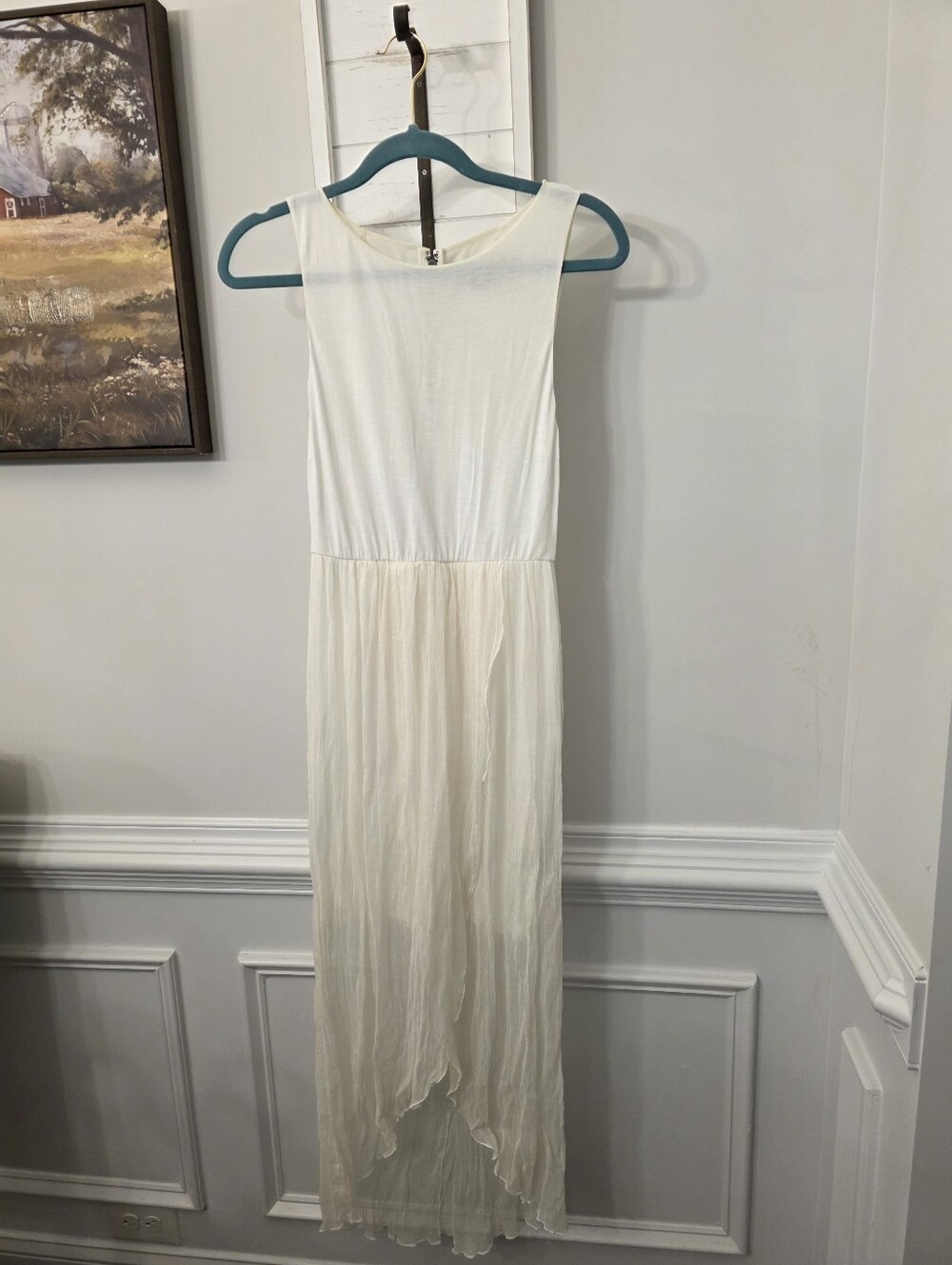 Alice + Olivia Air High Low Ivory Maxi Dress Size Small